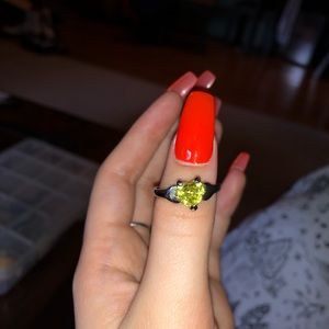 Peridot colored Heart Ring